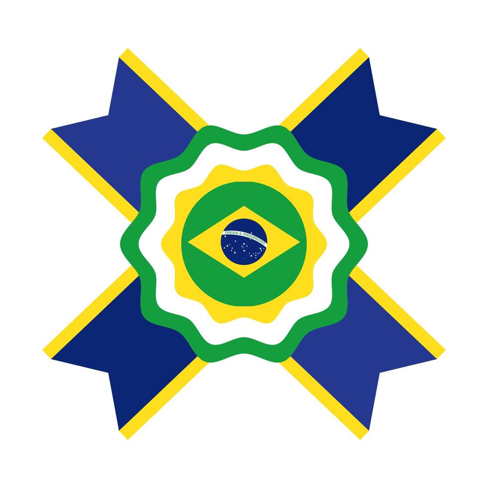 brazil flag seal stamp flat style icon vector