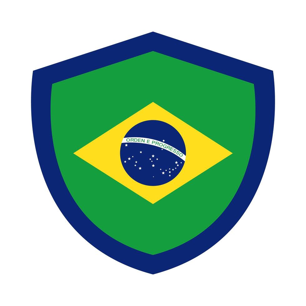 brazil flag in shield flat style icon vector