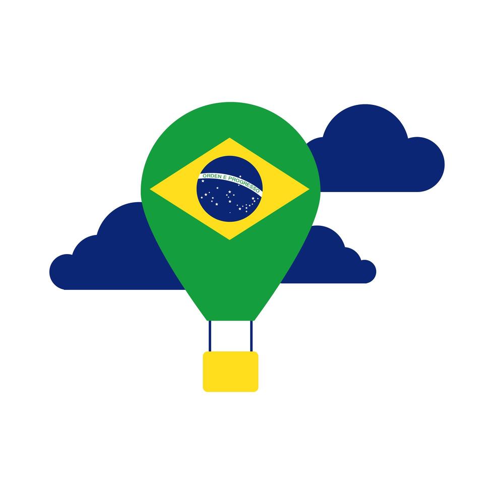 brazil flag in balloon air hot flat style icon vector