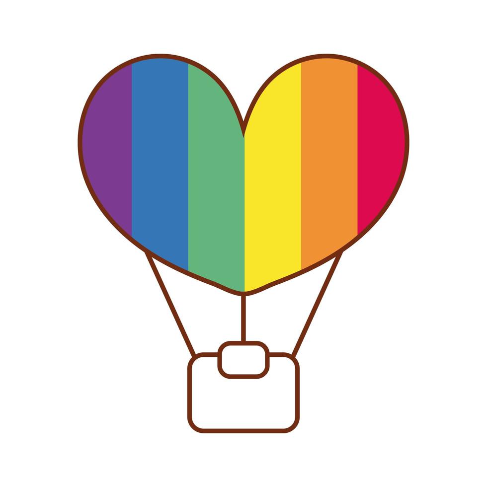 hot air balloon with gay pride stripes vector