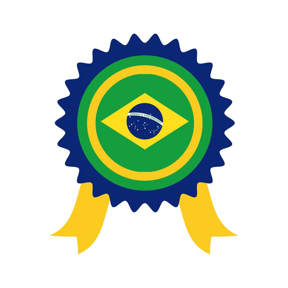 brazil flag seal stamp flat style icon vector