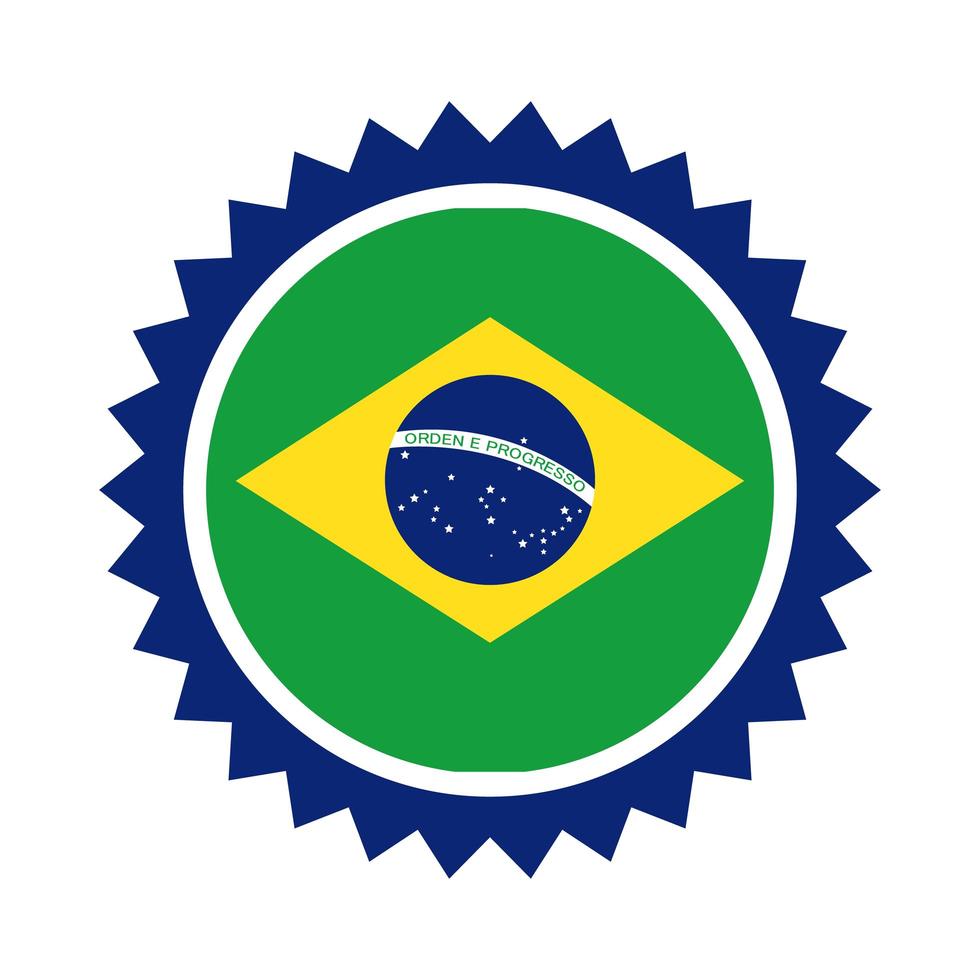 brazil flag seal stamp flat style icon vector