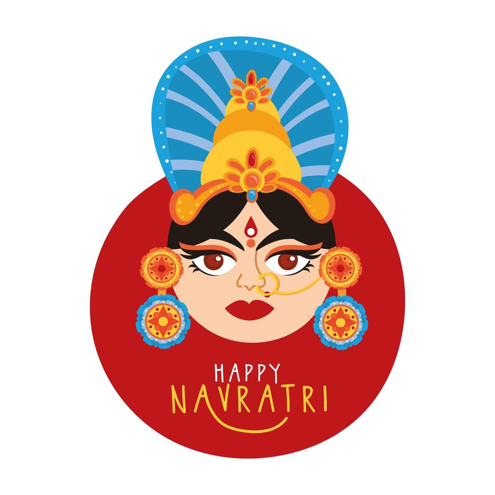 happy navratri celebration with goddess AMBA flat style vector