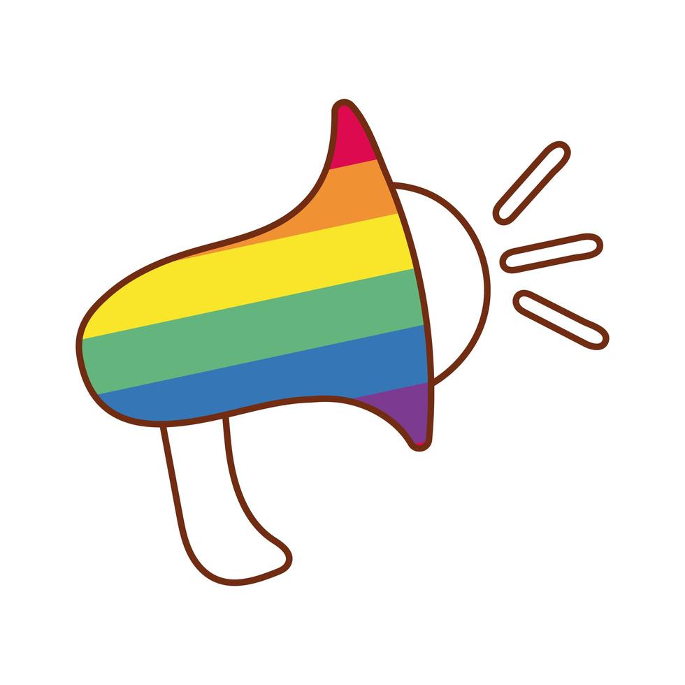 megáfono con colores del orgullo gay vector