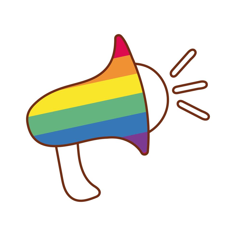 megaphone with gay pride colors vector