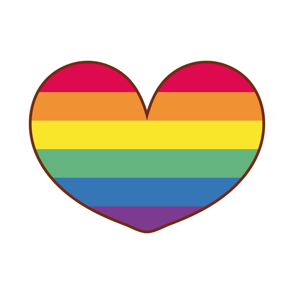 corazón con rayas del orgullo gay vector