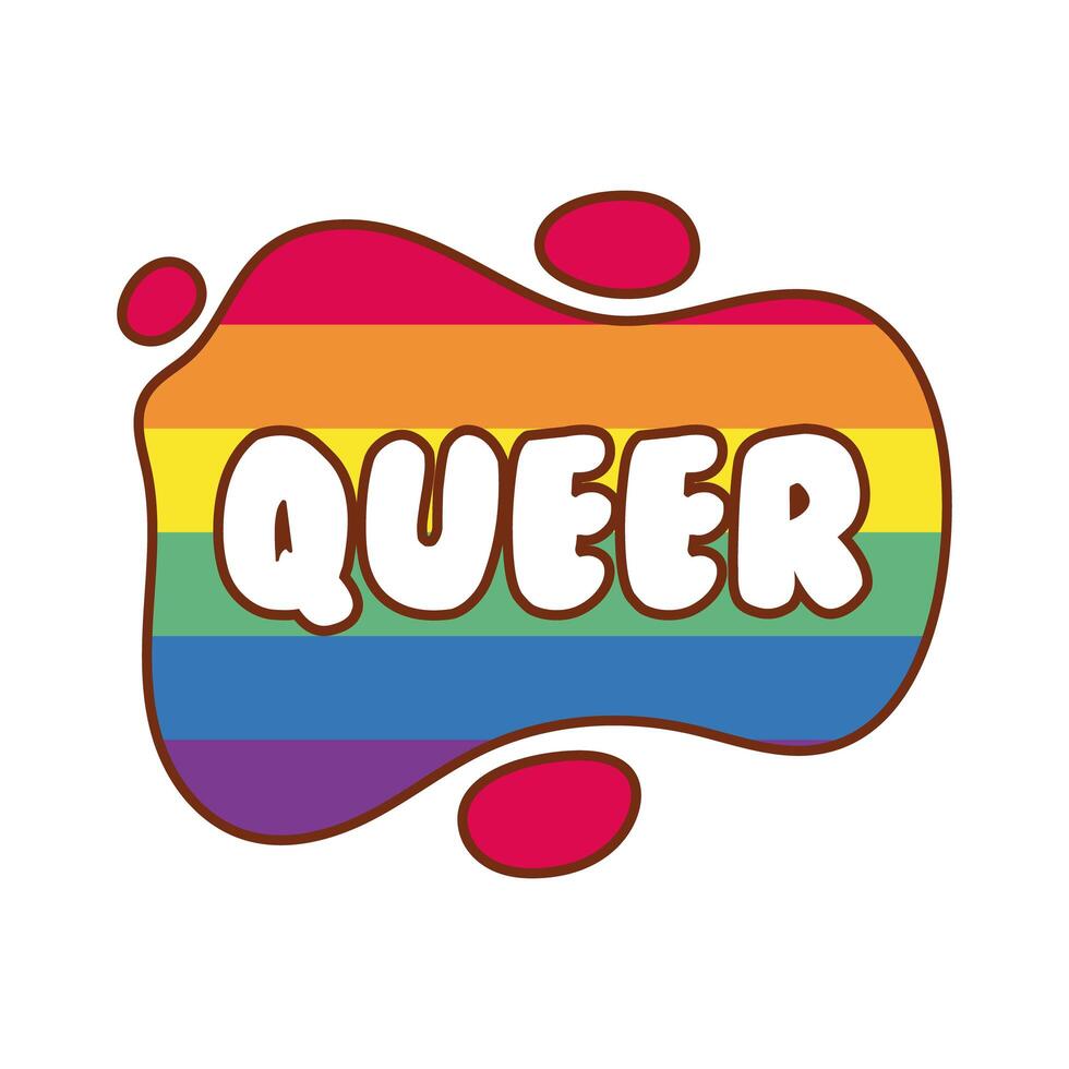 palabra queer con colores del orgullo gay vector