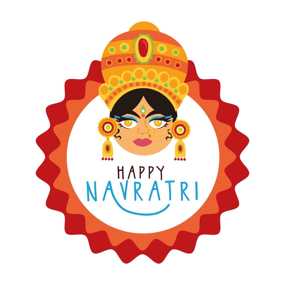 happy navratri celebration with goddess AMBA flat style vector