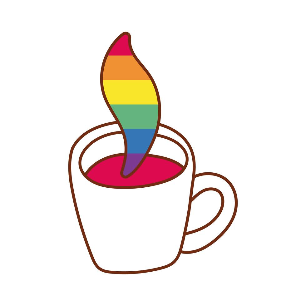 taza de café con colores del orgullo gay en vapor vector