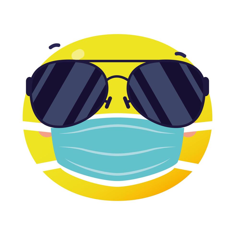 emoji face wearing medical mask flat style icon vector