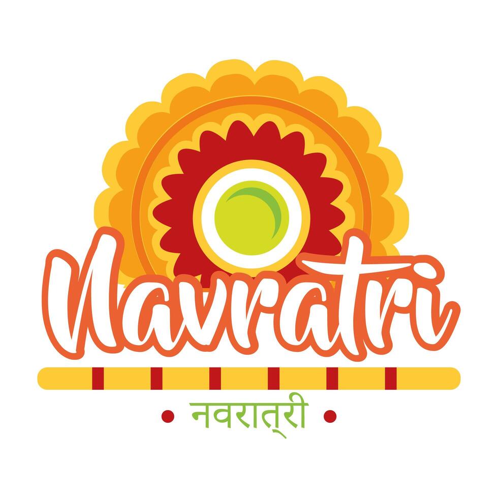 happy navratri celebration with chopstick decorative flat style vector