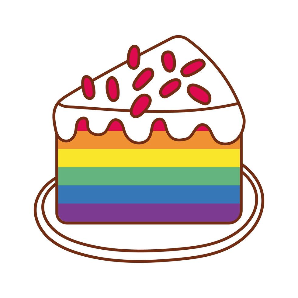 sweet cake with gay pride stripes vector