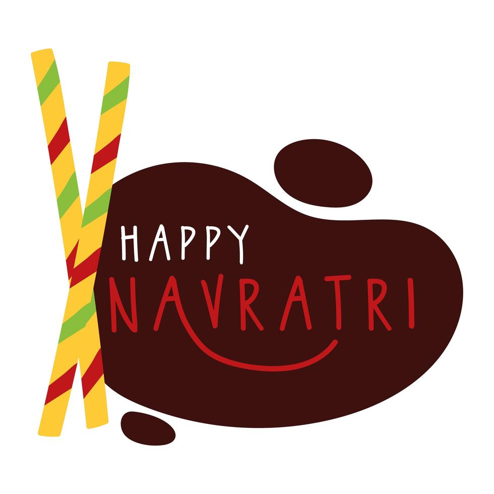 feliz celebración navratri con palillos estilo plano vector