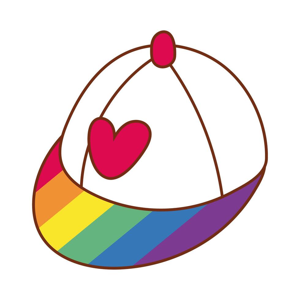 corazón en la gorra con colores del orgullo gay en el borde vector