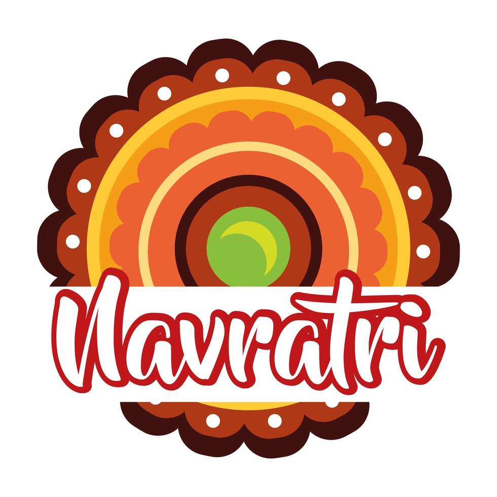 happy navratri celebration with decorative lace flat style vector