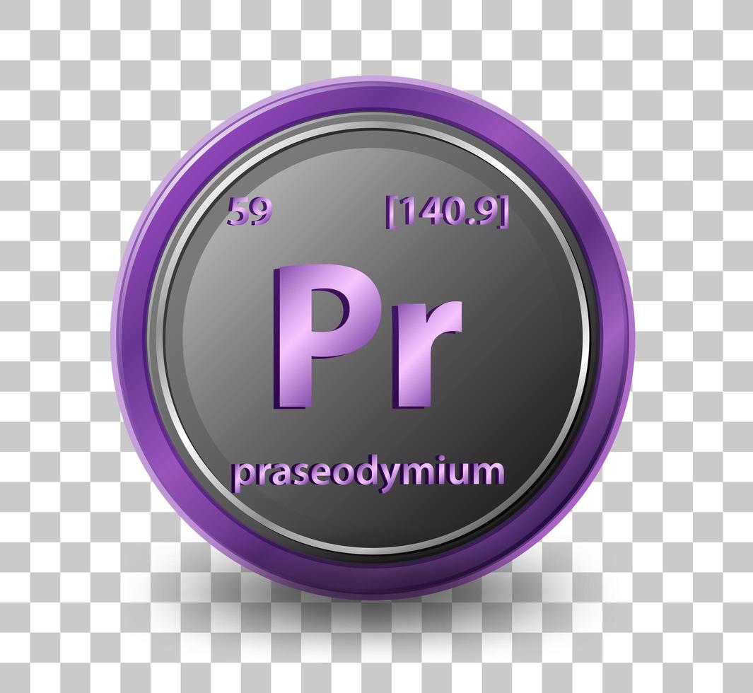 Praseodymium chemical element. Chemical symbol with atomic number and atomic mass. vector