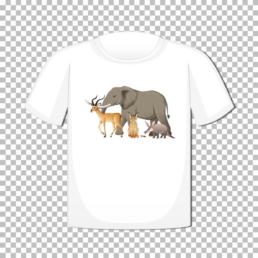 Wild animal group design on t-shirt vector