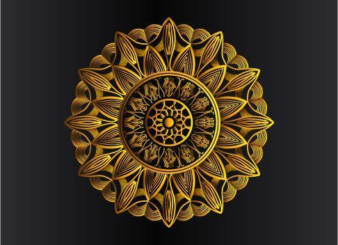 diseño de mandala arabesco ornamental, floral y abstracto dorado vector