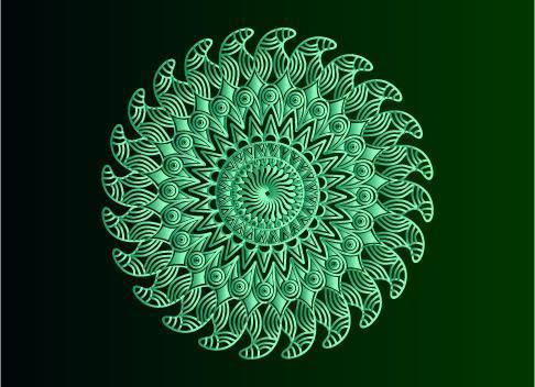 Green ornamental, floral and abstract arabesque mandala design vector