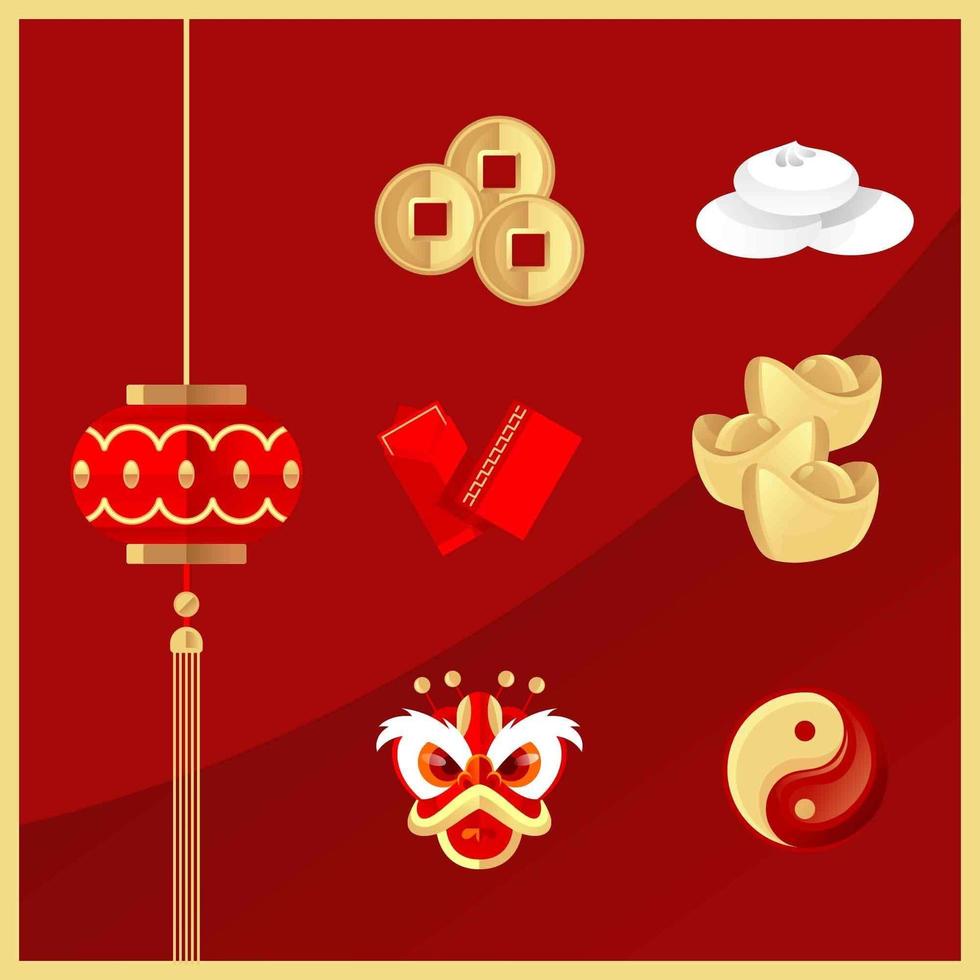 Chinese New Year Iconic Sticker vector