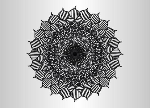 Black ornamental, floral and abstract arabesque mandala design vector