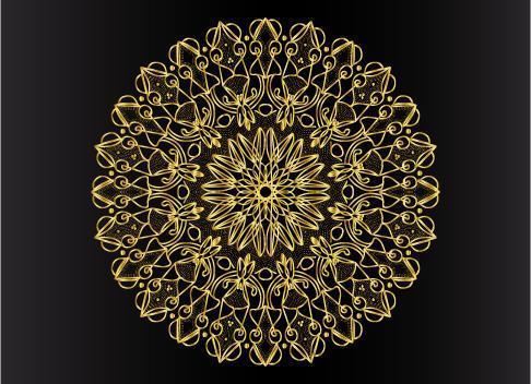 Golden ornamental, floral and abstract arabesque mandala design vector