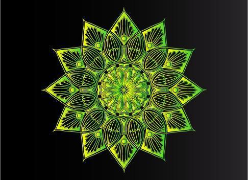 Green ornamental, floral and abstract arabesque mandala design vector