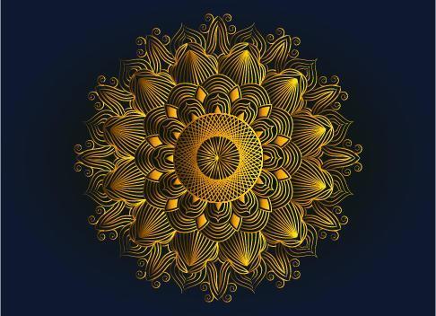 diseño de mandala arabesco ornamental, floral y abstracto dorado vector