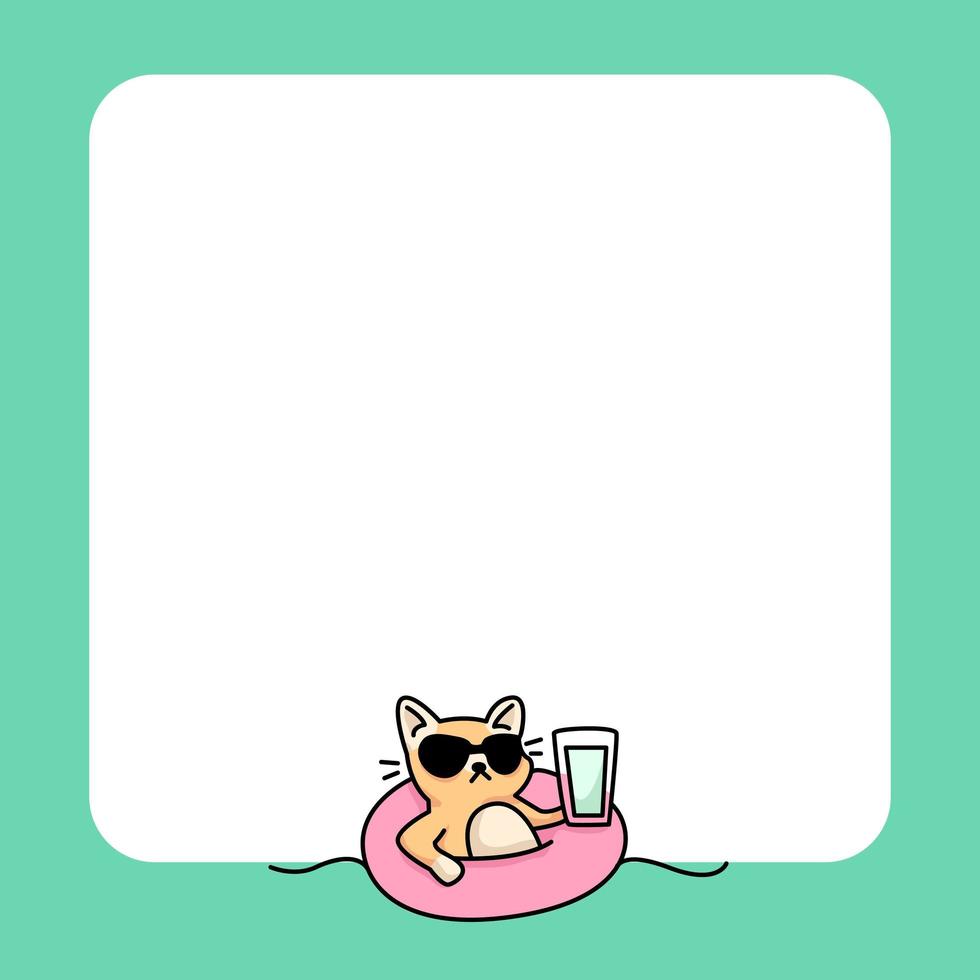 note pad cat summer beach to do list daily notes vector