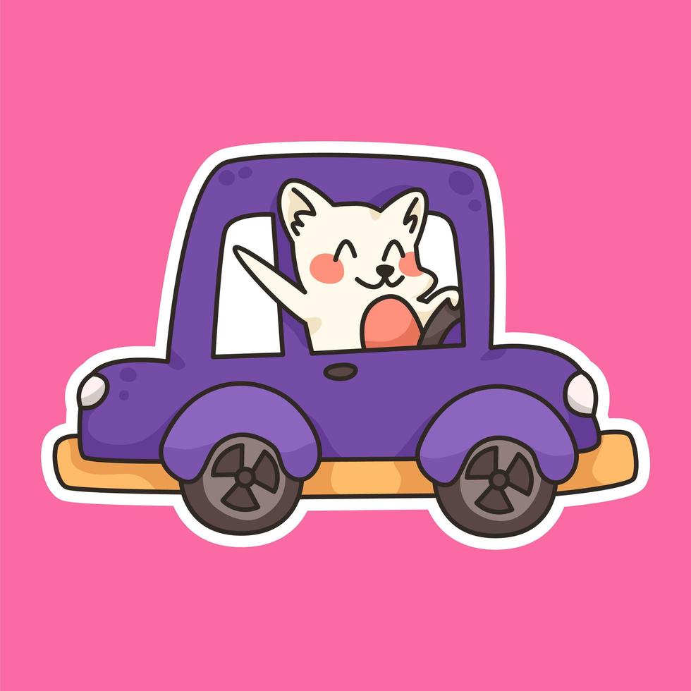 boy driving cute car cartoon illustration vector