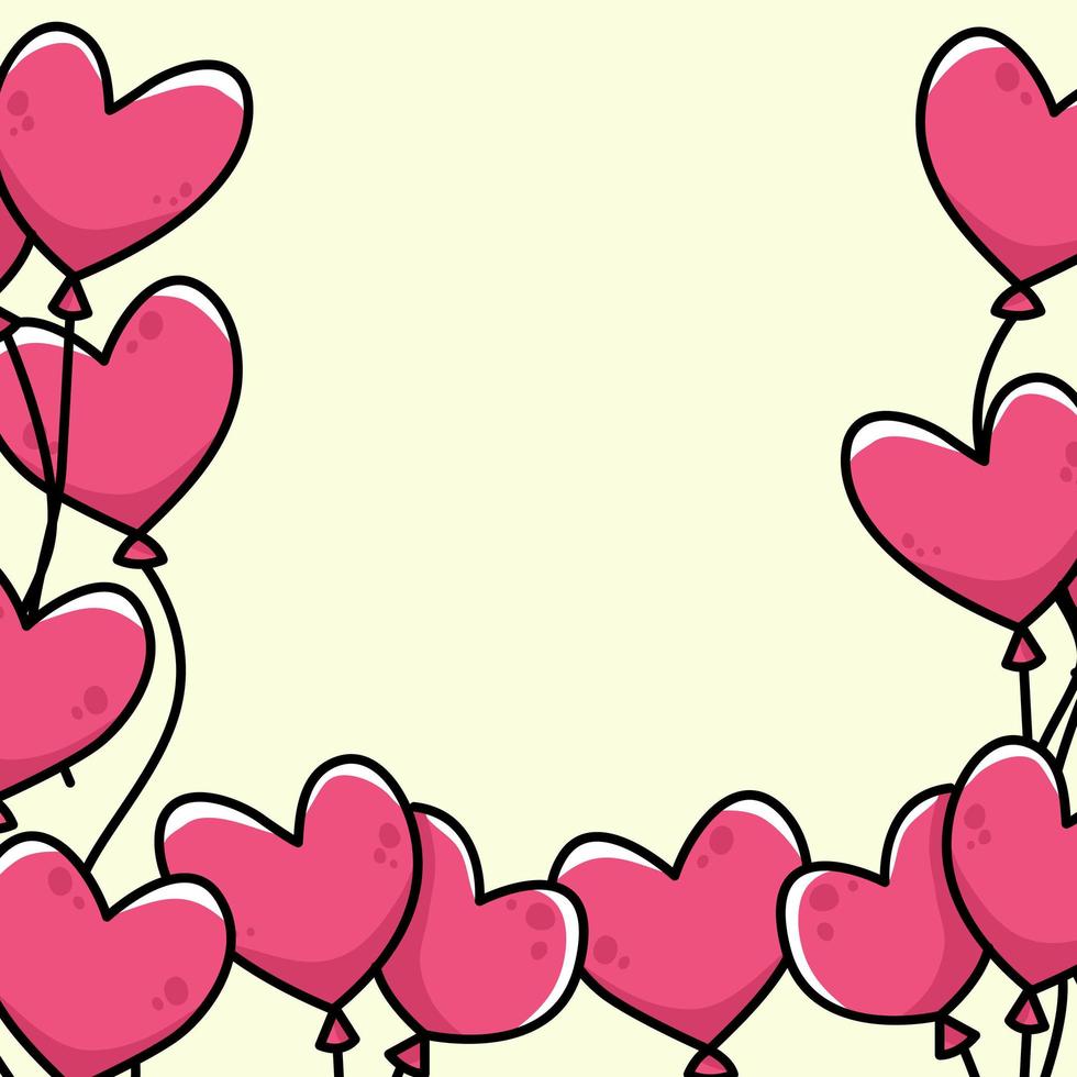 heart cartoon border background cute illustration vector