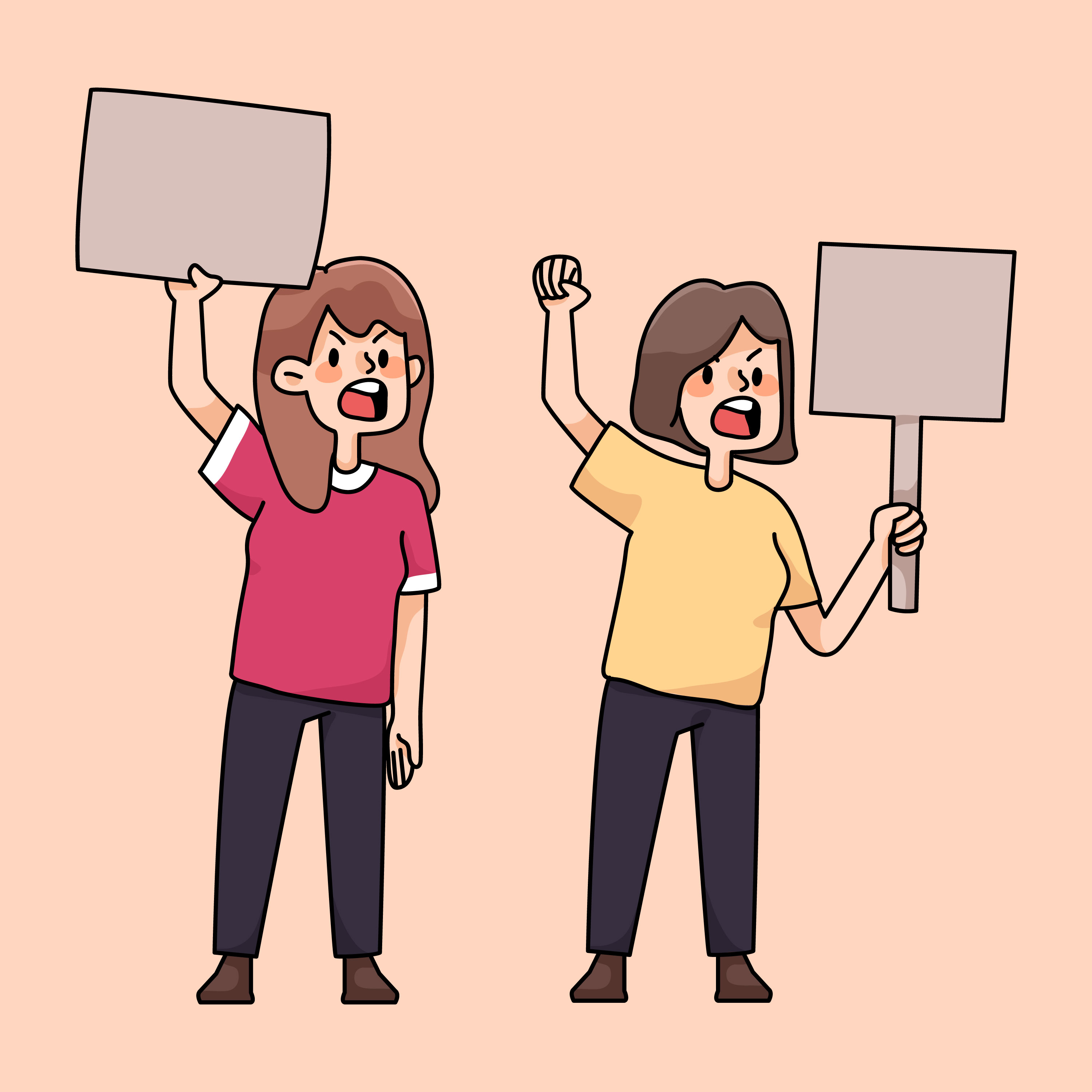 angry people rallying protest cute cartoon illustration 1879298 Vector Art  at Vecteezy