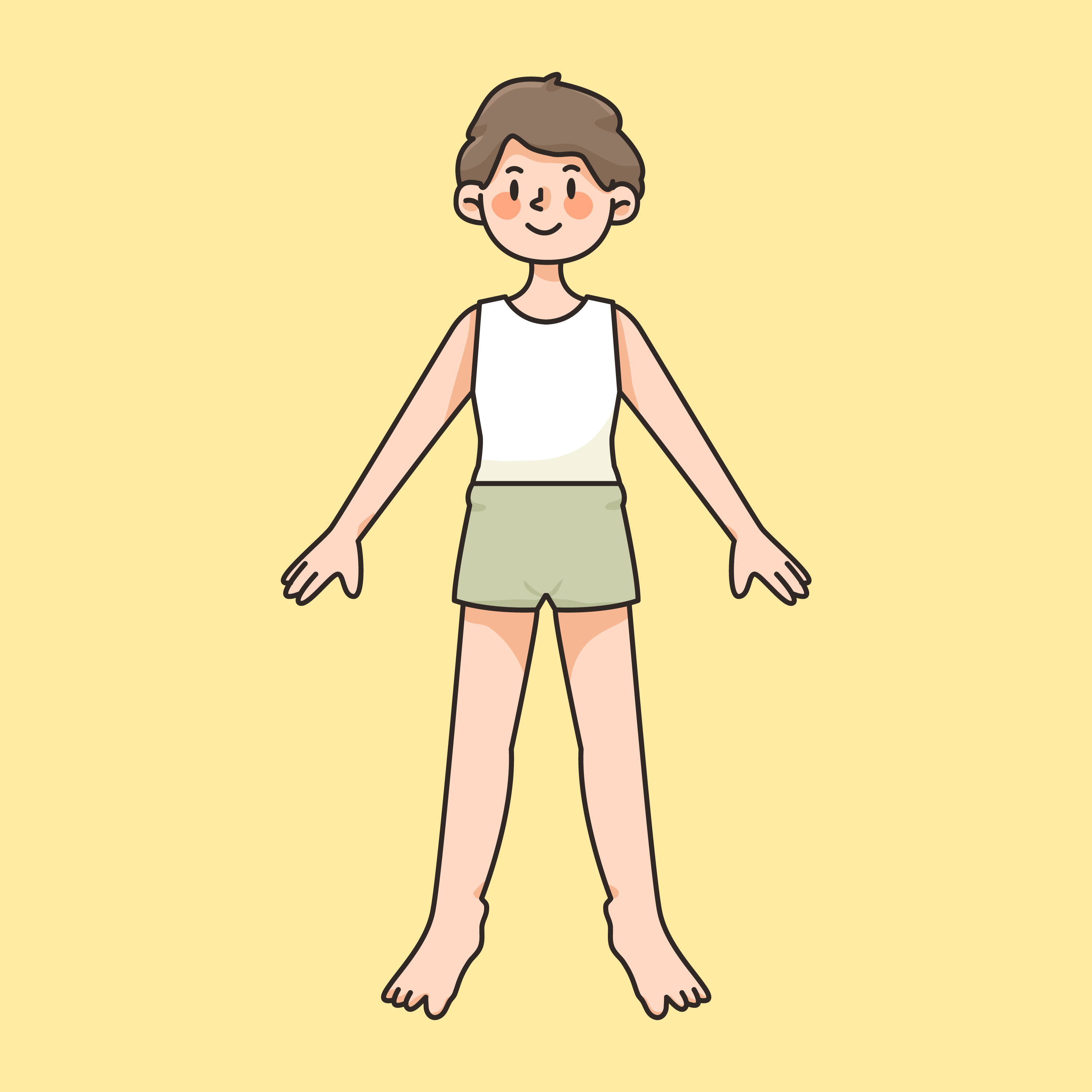 boy body anatomy drawing cute cartoon illustration 1879299 Vector Art