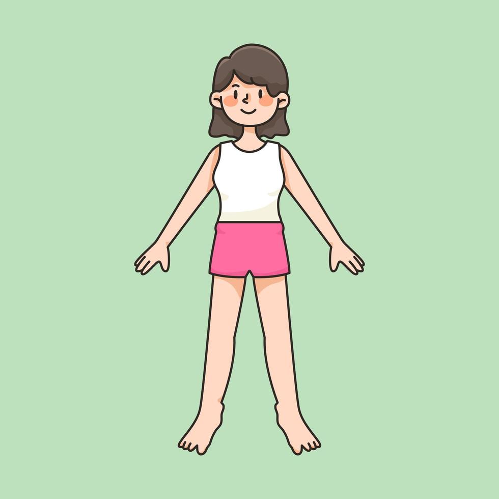 cuerpo de niña dibujo de anatomía ilustración de dibujos animados lindo  1879303 Vector en Vecteezy