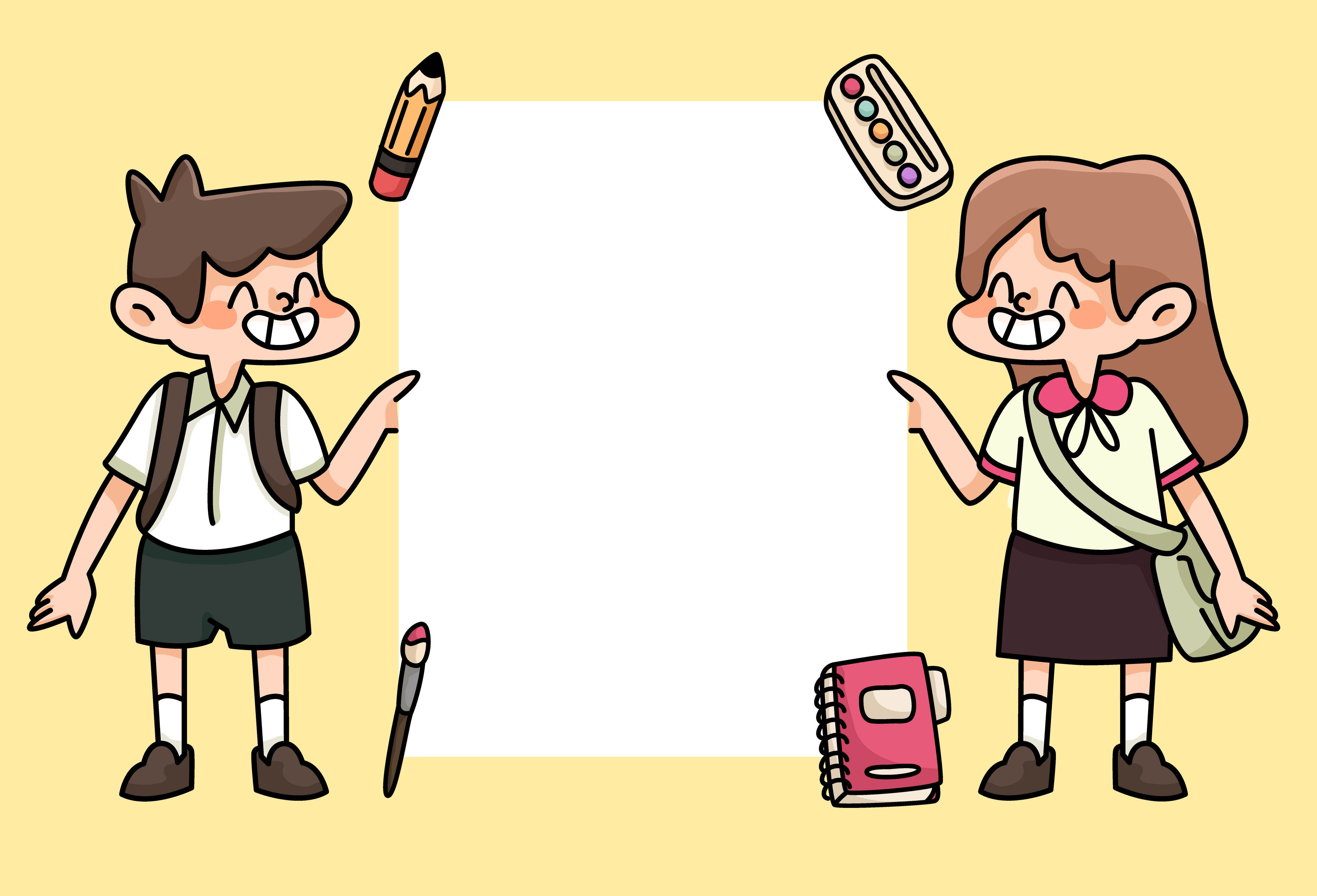 kids happy back to school study drawing illustration 1879318 Vector Art