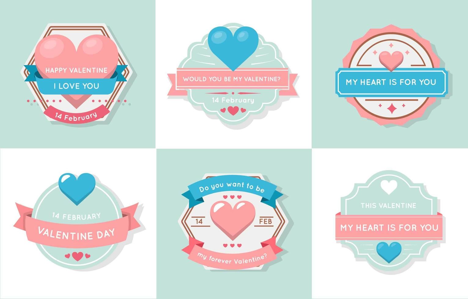 Blue And Pink Pastel Heart Label vector