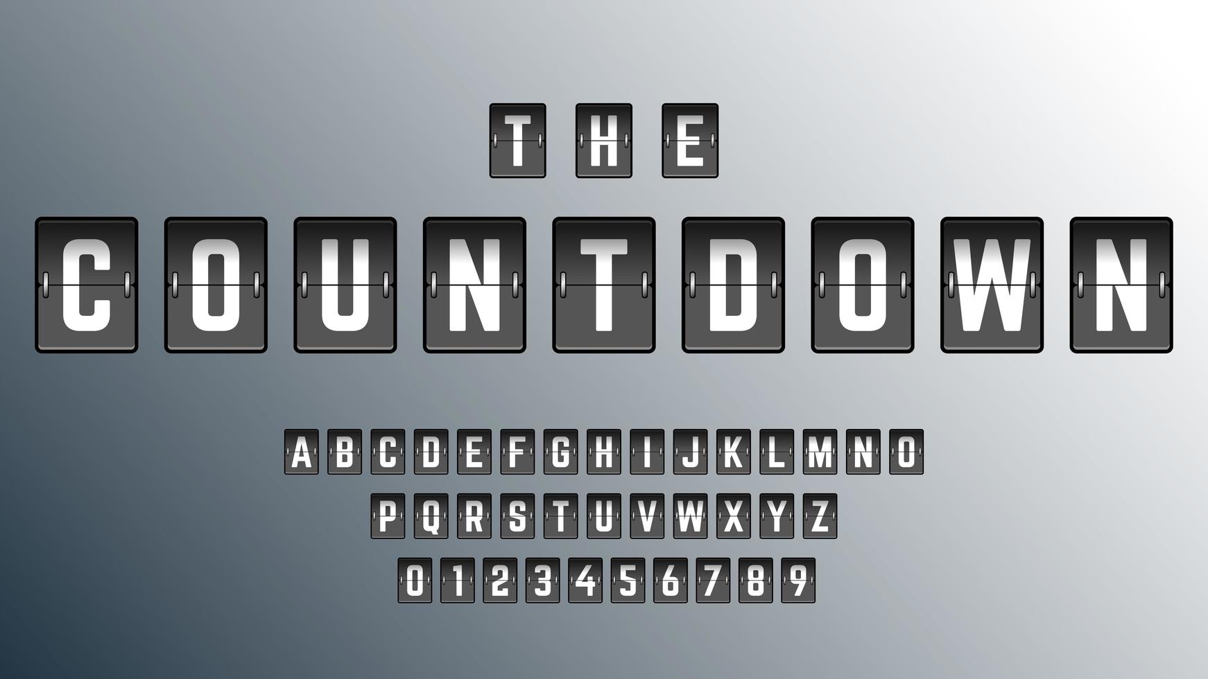 Countdown alphabet font template set vector
