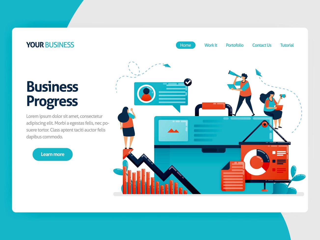 Banner business illustrations for planning presentations. Strategy to increase business growth. Looking for ideas in business. Flat cartoon character for landing page, website, mobile, flyer, poster vector