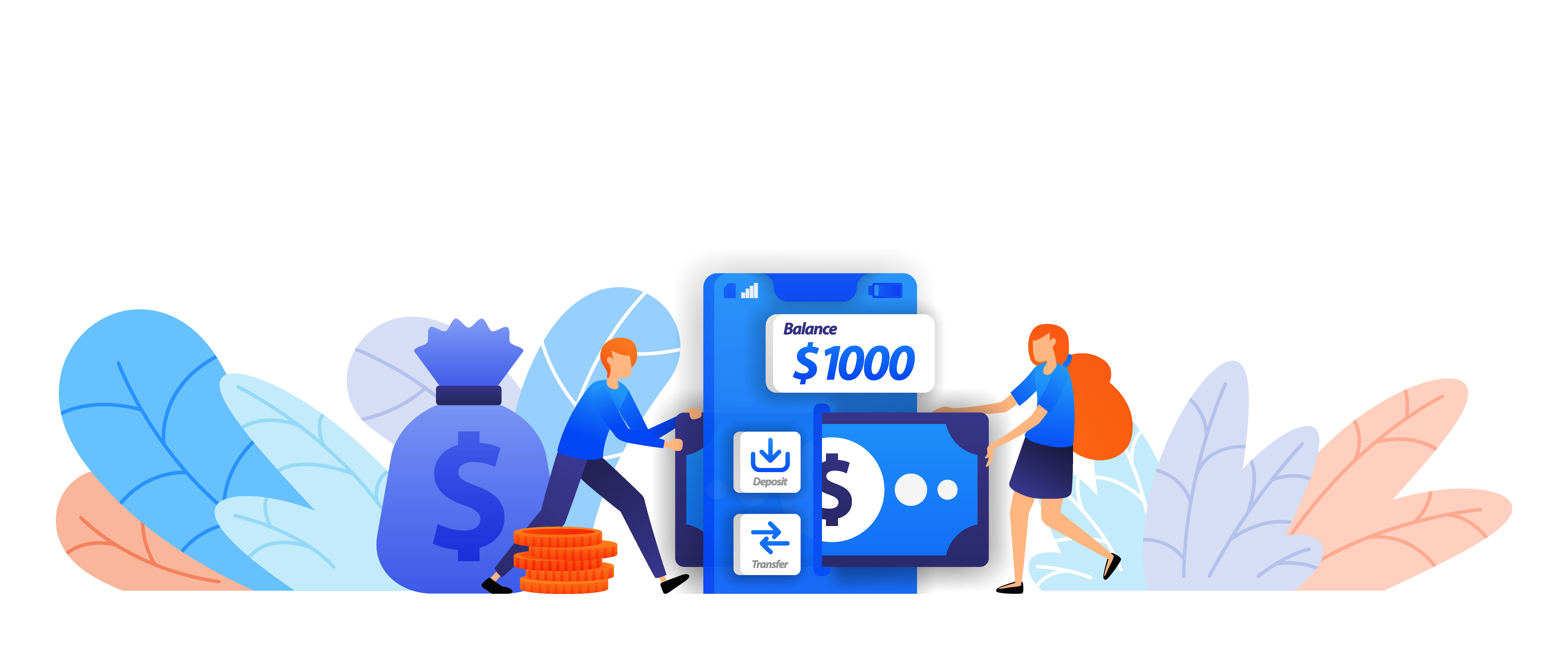 send, save and transfer money easily with mobile application. business