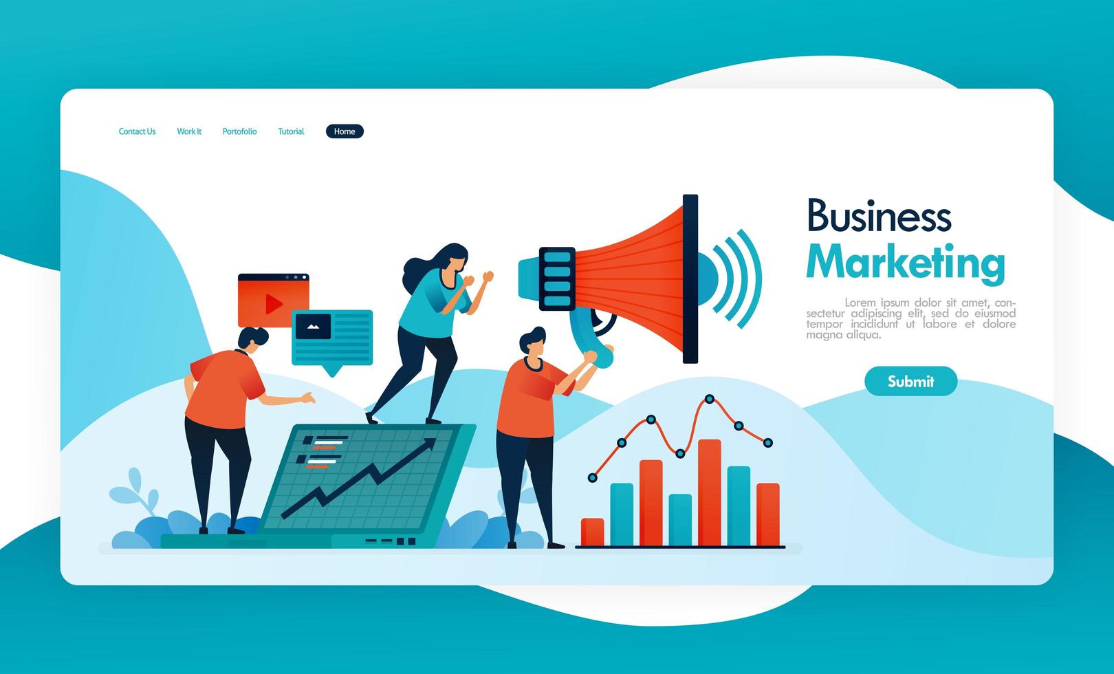 business banner for refer a friend, referral MLM program, affiliate agent and marketing, increase income by inviting friend, megaphone for promotion and ads. vector design for flyer poster mobile apps