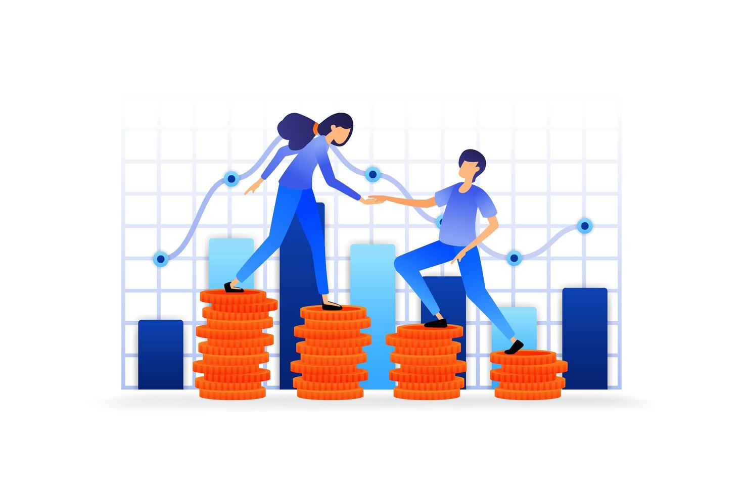 develop money investment assets into profit. monitor the company's accounting management with diagrams and carts. vector illustration concept for landing page, web, ui, banner, flyer, poster, template