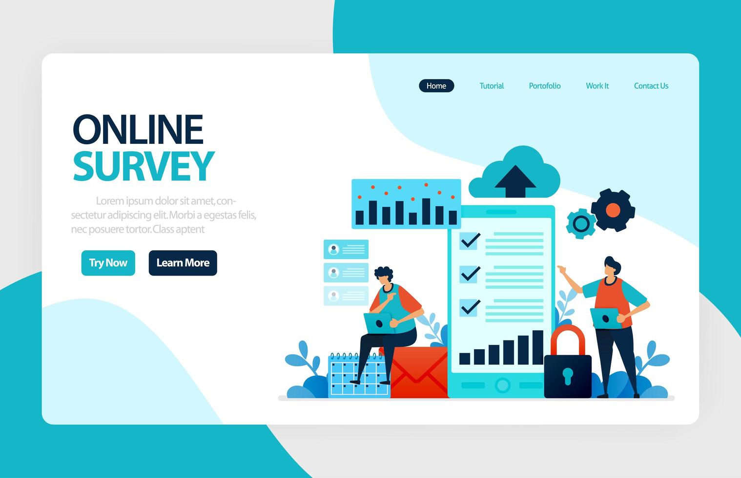 Landing page online survey. Satisfaction feedback, review form service, Exams Choices Flat character for learning and survey consultants. for banner, illustration, web, website, mobile apps, flyer vector