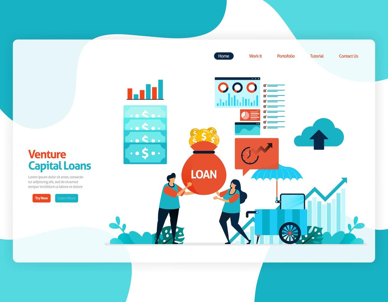 vector illustration of venture capital loans for SME development and investment. Low interest credit for young entrepreneurs and startup business. for website, landing page, banner, mobile apps, flyer
