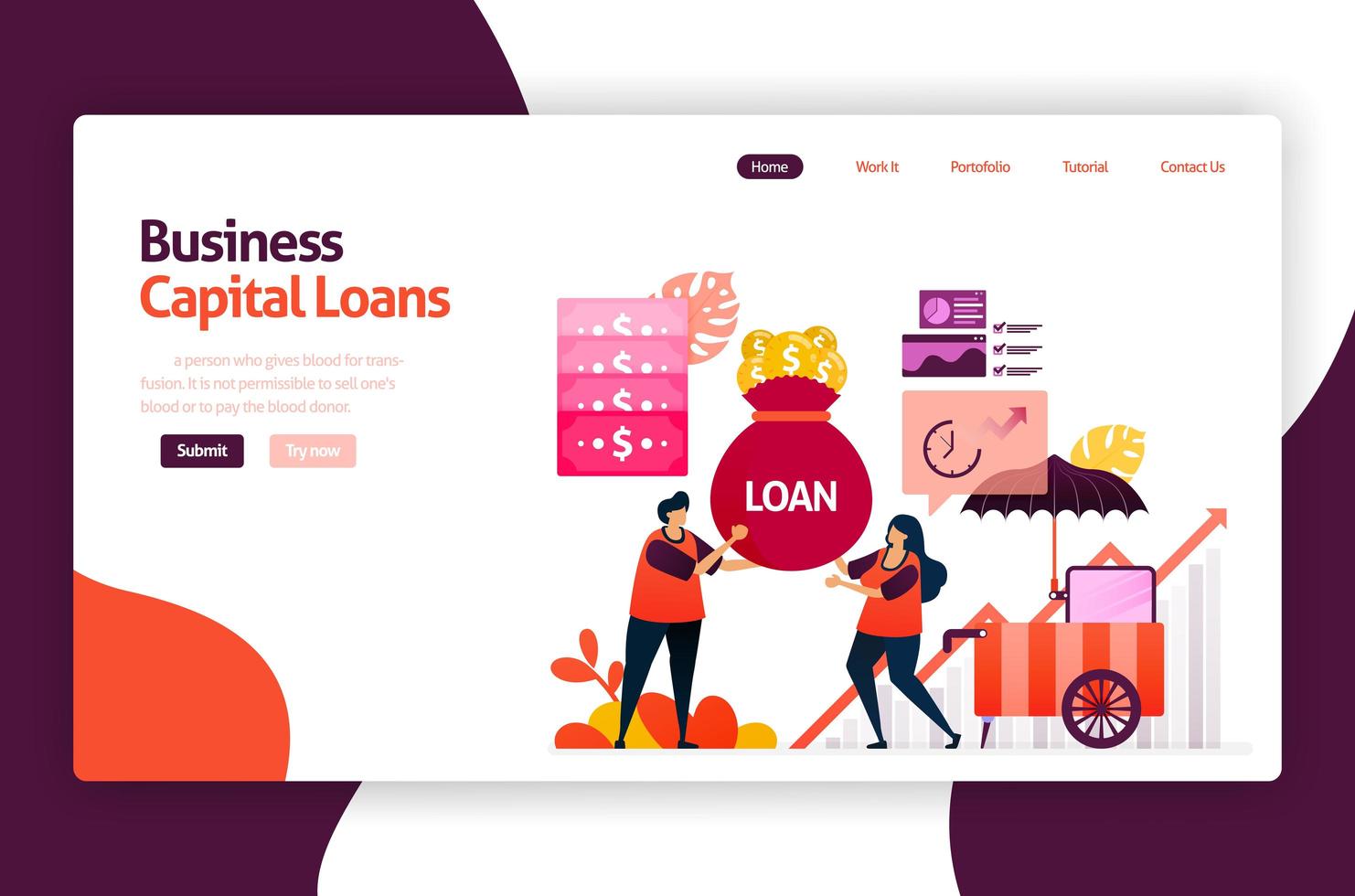 vector illustration of venture capital loans for SME development and investment. Low interest credit for young entrepreneurs and startup business. for website, landing page, banner, mobile apps, flyer