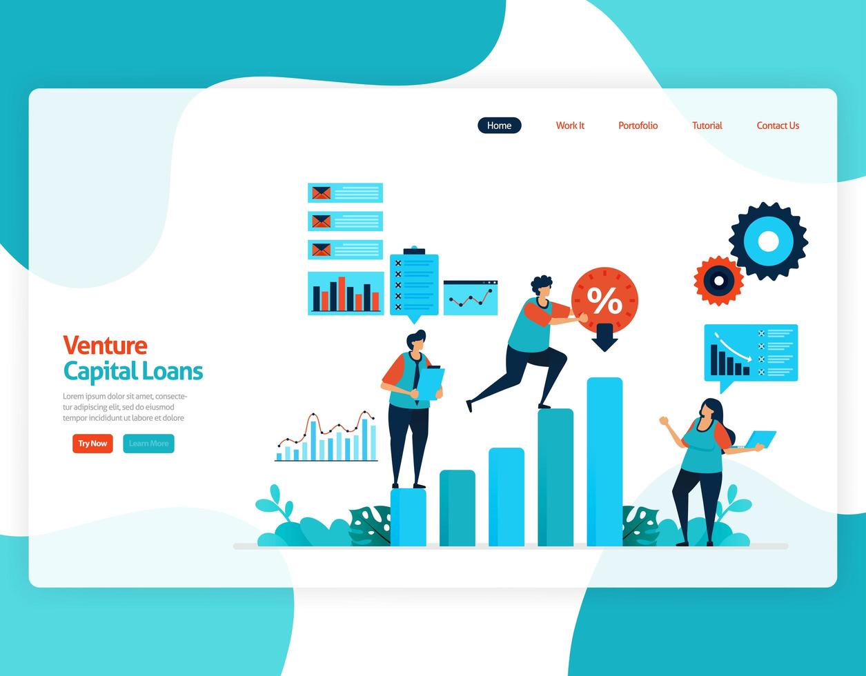 vector illustration of venture capital loans for SME development and investment. Low interest credit for young entrepreneurs and startup business. for website, landing page, banner, mobile apps, flyer