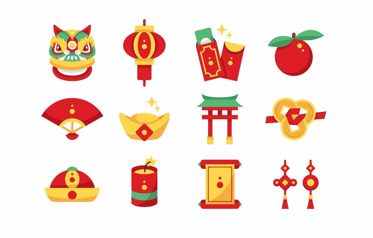 Chinese New Year Flat Icons vector