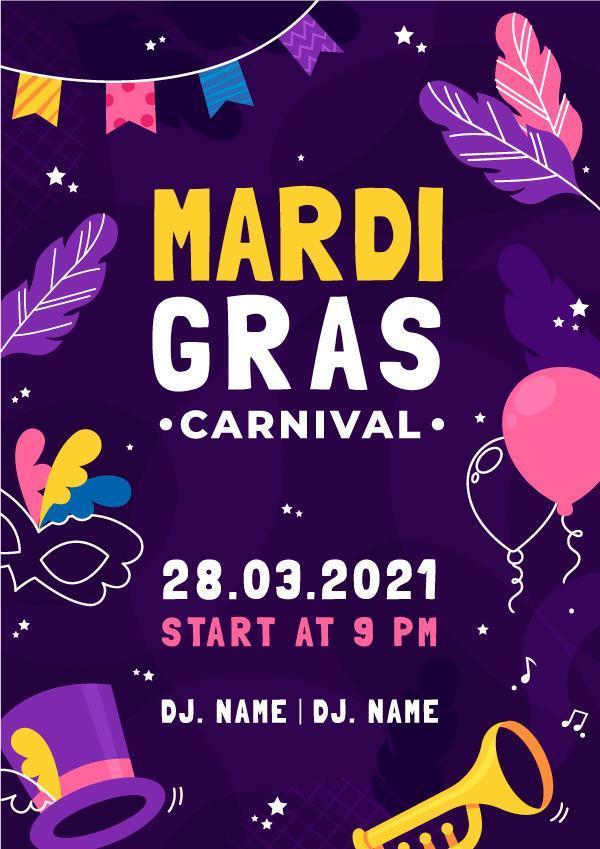 Colorful Mardi Gras Poster Template vector