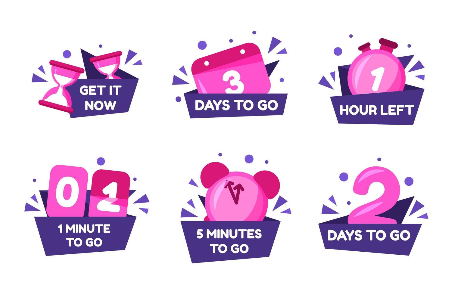 New Year Countdown Sticker Collection vector