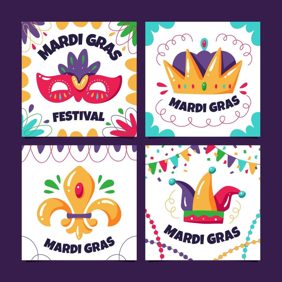 Mardi Gras Card Collections vector