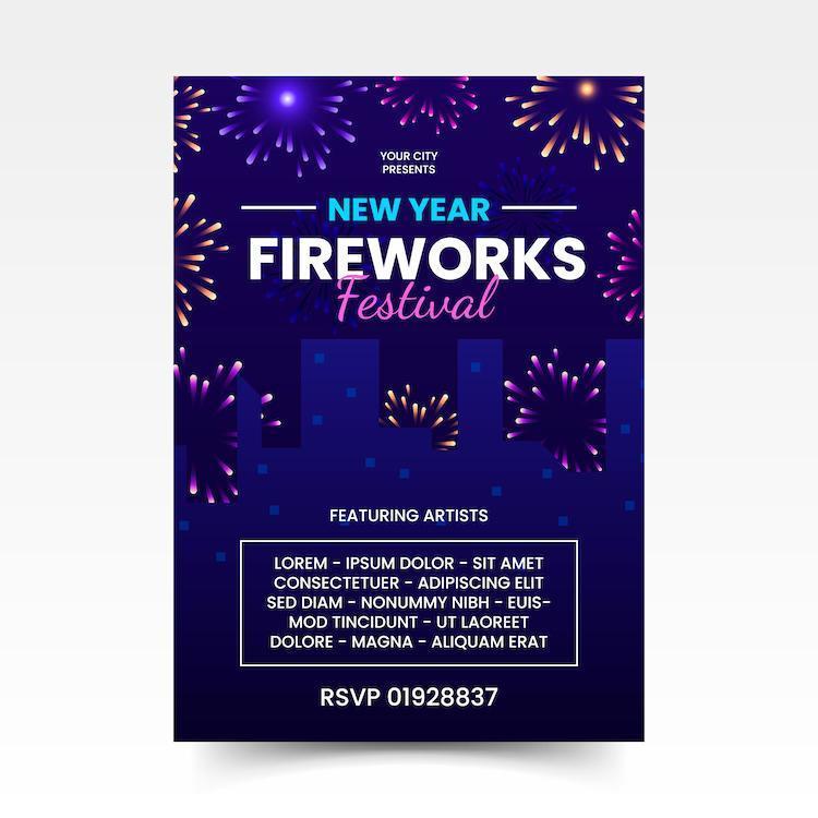 New Year Fireworks Festival Poster vector